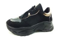 Bağcıklı Bayan Ayakkabı - Siyah - 5421 - Thumbnail