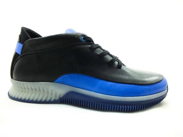 Bağcıklı Erkek Sneaker Ayakkabı - Siyah-Mavi - 4559