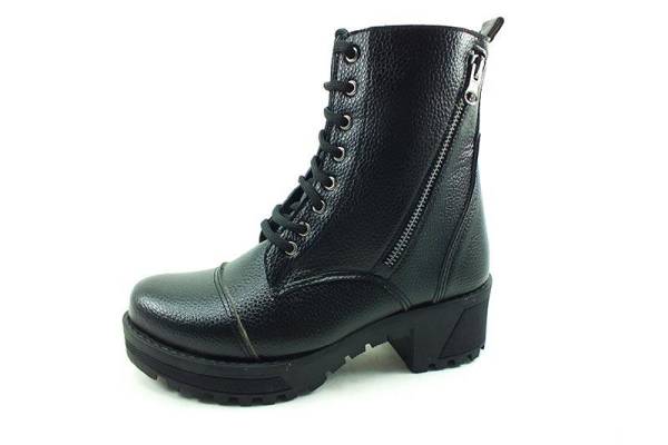 Bağcıklı-Fermuarlı Bayan Bot - Siyah - 1662-03