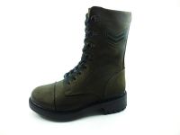 Bağcıklı-Fermuarlı Deri Bayan Bot - Haki-Nubuk - 18354 - Thumbnail