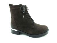 Beety Bağcıklı-Fermuarlı Deri Bayan Bot - Kahverengi-Nubuk - 7405 - Thumbnail