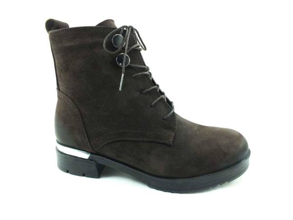 Beety Bağcıklı-Fermuarlı Deri Bayan Bot - Kahverengi-Nubuk - 7405