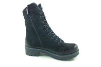 Bağcıklı-Fermuarlı Deri Bayan Bot - Siyah - 72454 - Thumbnail