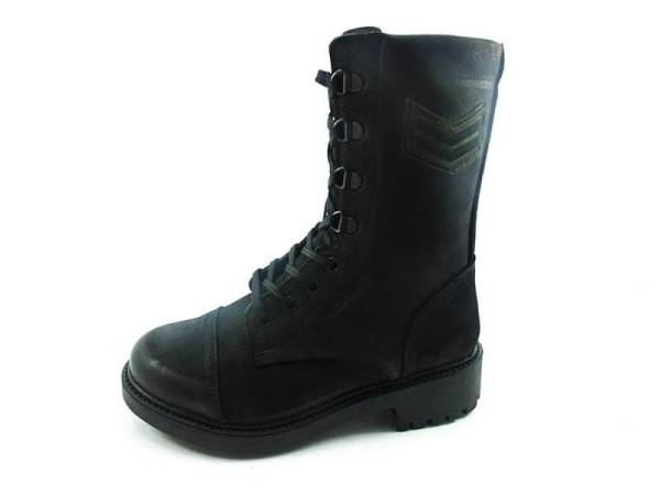 Bağcıklı-Fermuarlı Deri Bayan Bot - Siyah-Nubuk - 18354