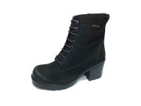 Bağcıklı-Fermuarlı Deri Bayan Bot - Siyah-Nubuk - 2615 - Thumbnail