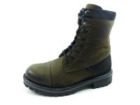 Bağcıklı-Fermuarlı Erkek Deri Bot - Haki-Nubuk - 17515 - Thumbnail