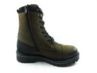 Bağcıklı-Fermuarlı Erkek Deri Bot - Haki-Nubuk - 17515 - Thumbnail