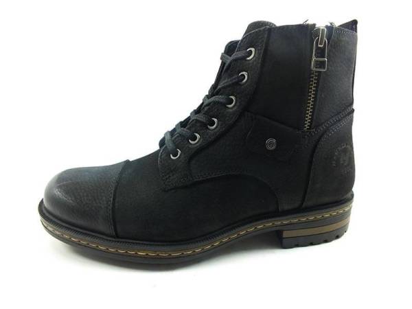 Bağcıklı-Fermuarlı Erkek Deri Bot - Siyah - 17400