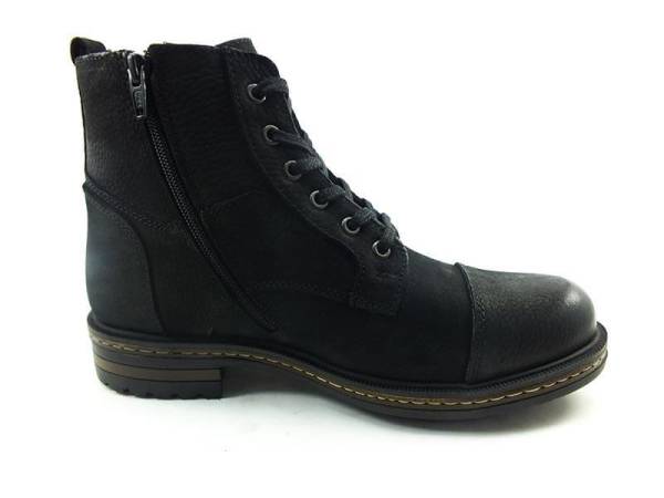 Bağcıklı-Fermuarlı Erkek Deri Bot - Siyah - 17400