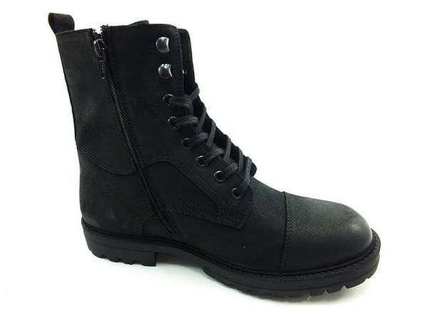 Bağcıklı-Fermuarlı Erkek Deri Bot - Siyah - 17640