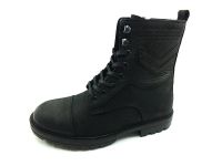 Bağcıklı-Fermuarlı Erkek Deri Bot - Siyah - 17640 - Thumbnail