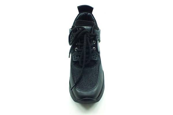 Bağcıklı Gizli Topuk Bayan Ayakkabı - Siyah - 5422