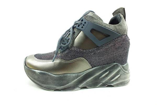 Bağcıklı Gizli Topuk Bayan Ayakkabı - Platin - 5422