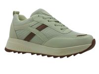 Bağcıklı Günlük Bayan Spor Ayakkabı Bej-Kahverengi - Thumbnail