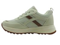 Bağcıklı Günlük Bayan Spor Ayakkabı Bej-Kahverengi - Thumbnail