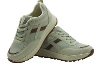 Bağcıklı Günlük Bayan Spor Ayakkabı Bej-Kahverengi - Thumbnail