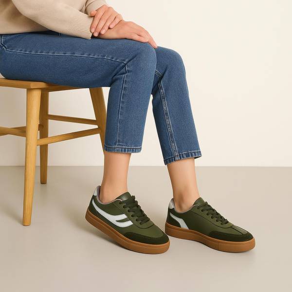 Bağcıklı Günlük Bayan Spor Ayakkabı Haki