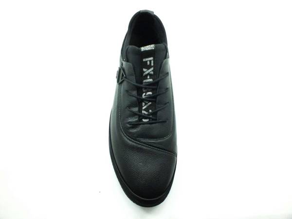 Hakiki Deri Streç Erkek Sneaker Ayakkabı - Siyah - 4364