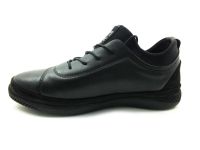 Hakiki Deri Streç Erkek Sneaker Ayakkabı - Siyah - 4364 - Thumbnail