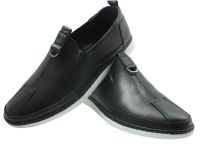 Bağcıksız Hakiki Deri Erkek Ayakkabısı Siyah - Thumbnail