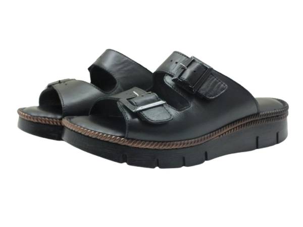 Bayan Günlük Hakiki Deri Terlik Siyah 157 YMN 1009