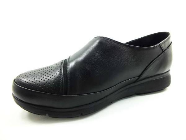 Bayan Hakiki Deri Lastikli Ayakkabı - Siyah - 4505