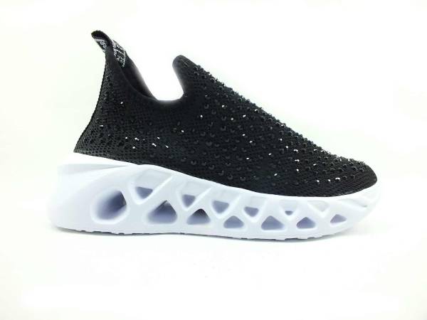 Bayan Sneaker Streç Ayakkabı - Siyah - 412
