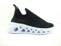 Bayan Sneaker Streç Ayakkabı - Siyah - 412 - Thumbnail