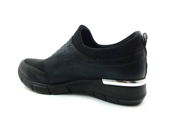 Bayan Streç Spor Ayakkabı - Siyah-Sıvama - 403