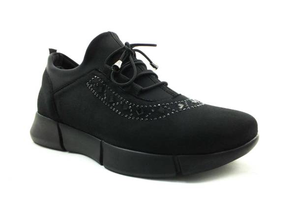 Bayan Streç Ayakkabı - Siyah-Süet - 102