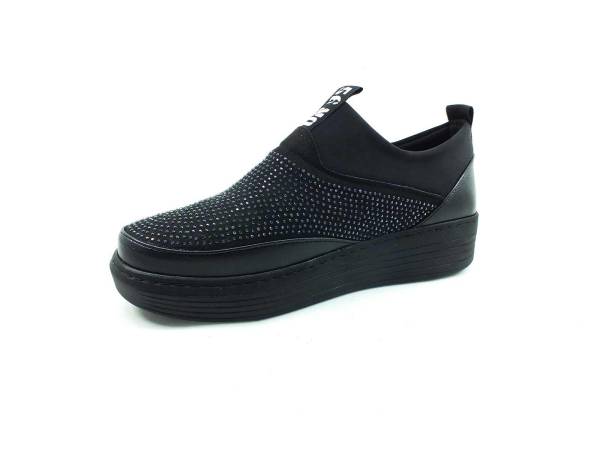 Bayan Streç-Taşlı Sneaker Ayakkabı - Siyah - 397
