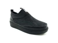 Bayan Streç-Taşlı Sneaker Ayakkabı - Siyah - 397 - Thumbnail
