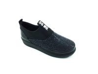 Bayan Streç-Taşlı Sneaker Ayakkabı - Siyah - 397 - Thumbnail