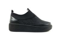 Bayan Streç-Taşlı Sneaker Ayakkabı - Siyah - 397 - Thumbnail