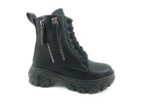 Beety Bağcıklı-Fermuarlı Kadın Bot - Siyah - 375 - Thumbnail