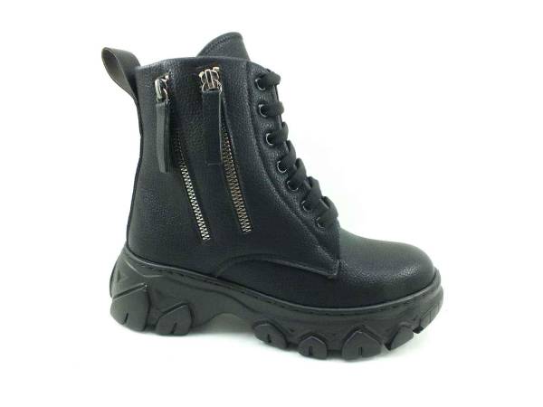 Beety Bağcıklı-Fermuarlı Kadın Bot - Siyah - 375