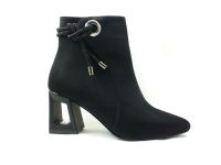 Beety Bayan Topuklu Bot Siyah-Süet 90 1305 - Thumbnail