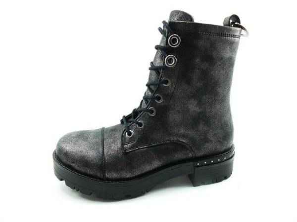 Bağcıklı-Fermuarlı Bayan Bot - Platin - 8713