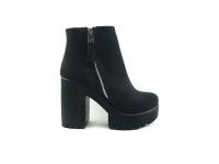 Beety Fermuarlı Kalın Topuklu Kadın Botu - Siyah-Süet - 26.1002 - Thumbnail