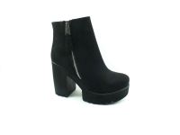 Beety Fermuarlı Kalın Topuklu Kadın Botu - Siyah-Süet - 26.1002 - Thumbnail