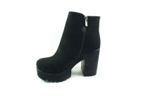 Beety Fermuarlı Kalın Topuklu Kadın Botu - Siyah-Süet - 26.1002 - Thumbnail