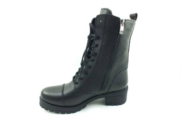 Beety Fermuarlı-Bağcıklı Hakiki Deri Kadın botu - Siyah - 7002