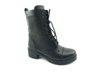 Beety Fermuarlı-Bağcıklı Hakiki Deri Kadın botu - Siyah - 7002 - Thumbnail