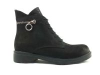 Beety Hakiki Deri Kadın Botu - Siyah-Nubuk - 317 - Thumbnail