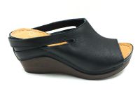 Beety Hakiki Deri Kadn Terliği Siyah 87.1001 - Thumbnail