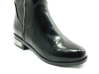 Beety Kadın Fermuarlı Parlak Çizme - Siyah-Rugan - 760 - Thumbnail