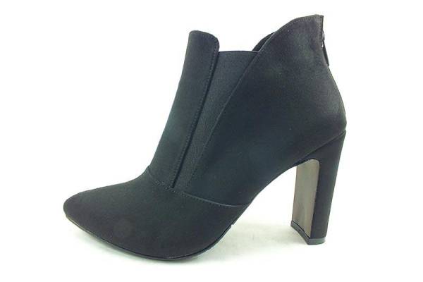 Beety Topuklu Fermuarlı Bayan Bot xSiyah-Süet 90 401