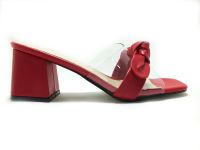 Caprito Kalın Topuklu Şeffaf Terlik Kırmızı 13 314 - Thumbnail