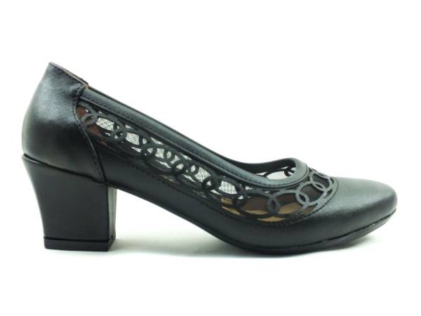 Caprito Kısa Topuklu Kadın Ayakkabısı Siyah-Perde 13 8618