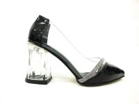 Caprito Şeffaf Topuklu Kadın Ayakkabı Siyah-Rugan 13 Y-3805 - Thumbnail